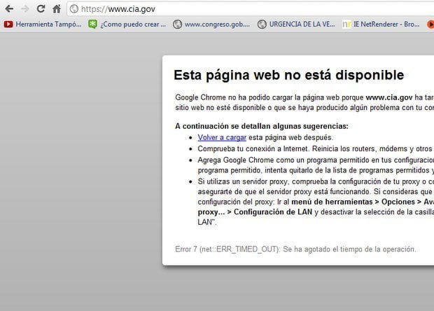 El sitio www.cia.gov no disponible
