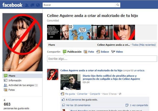 Grupo en Facebook "Celine Aguirre anda a criar al malcriado de tu hijo"