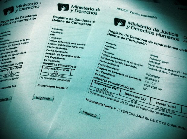 Documentos del Ministerio de Justicia sobre Fujimori