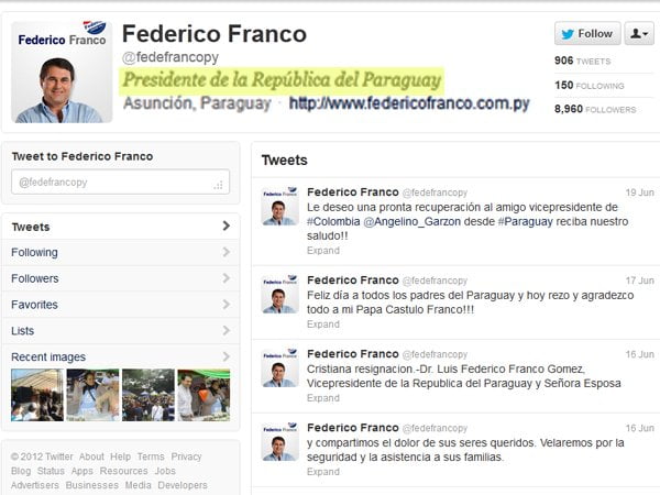 Cuenta Twitter del presidente de Uruguay