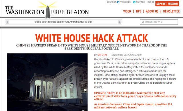 www.freebeacon.com alertó de ataque contra la Casa Blanca