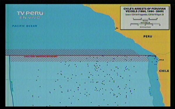 Mapa que registra capturas de embarcaciones (Captura TV)