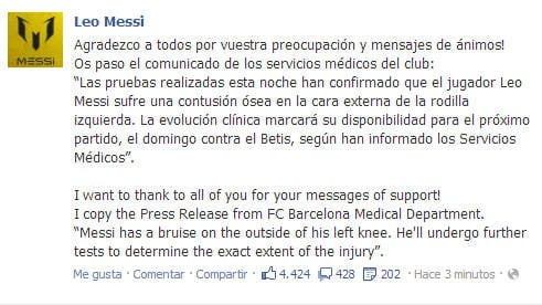 Cuenta Facebook de Lionel Messi