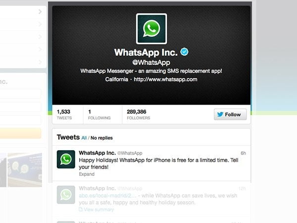 Así dio la buena noticia WhatsApp en Twitter