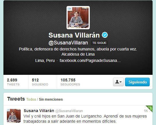 Twitter de Susana Villarán