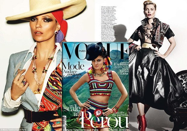 Perú en la portada de Vogue París y con Kate Moss gracias a Mario Testigo (Foto: Daily Mail & Mario Testino)