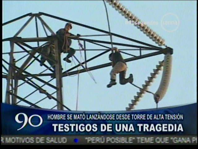 SMP: Hombre se suicida ante cámaras lanzándose desde torre de alta tensión