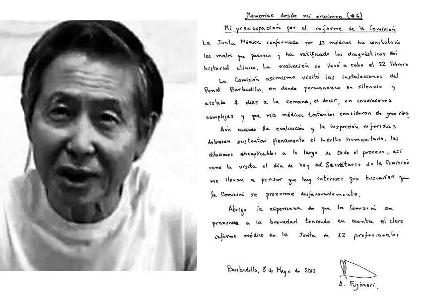 Según Alberto Fujimori hay intereses para que no le otorguen indulto