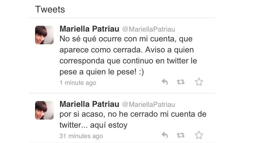 Se borra cuenta Twitter de Mariella Patriau tras críticas a hija de Humala