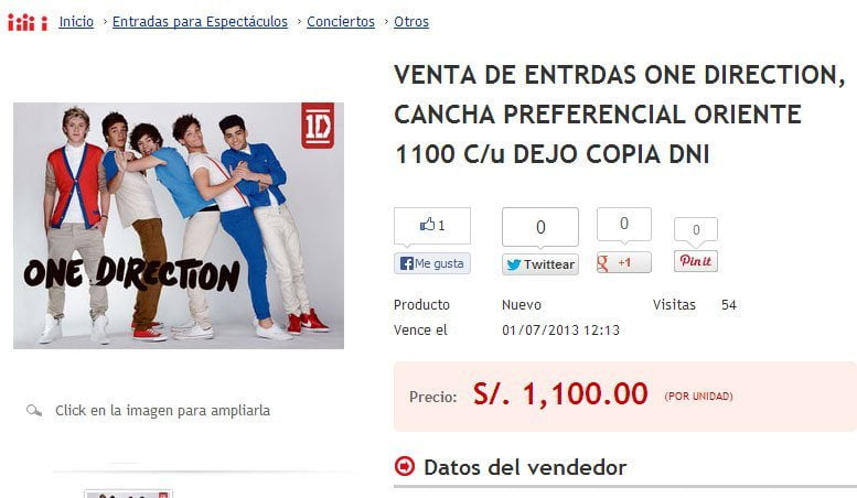 One Direction: Revenden entradas preferenciales 100% más caras por Internet