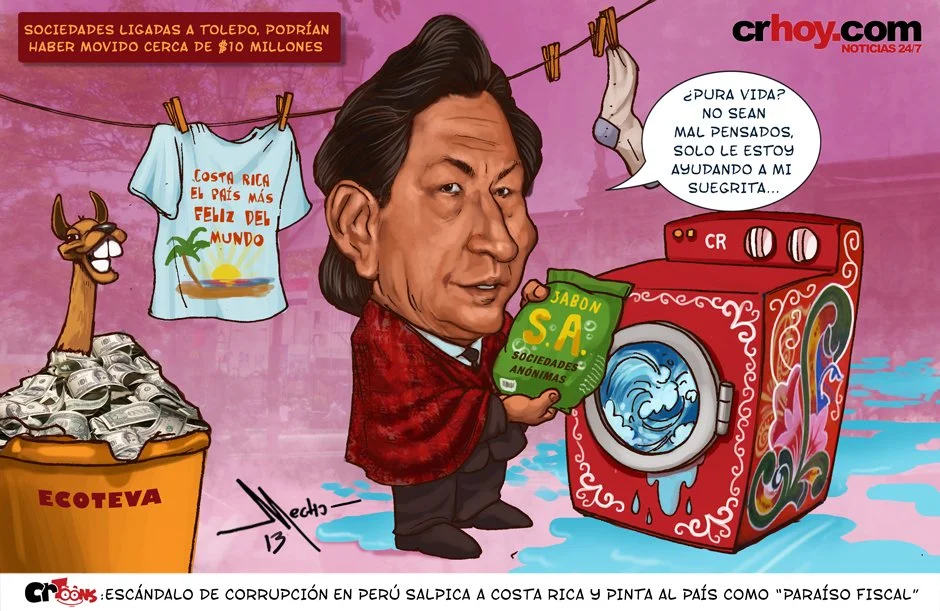 Alejandro Toledo sale en caricatura con "lavadora de dinero"