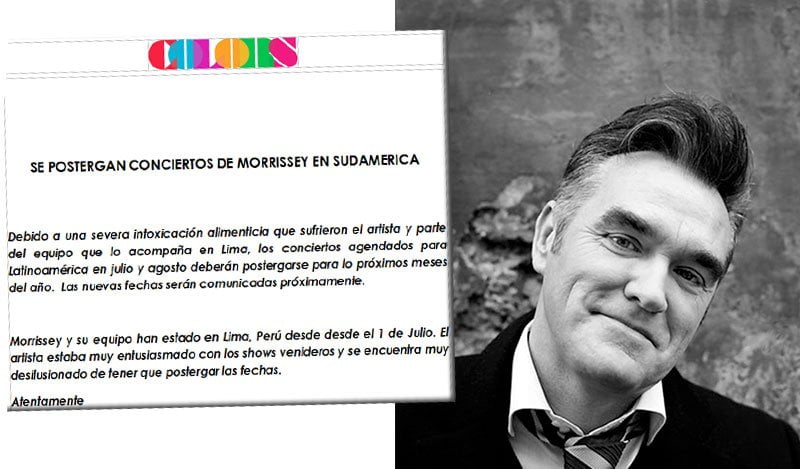 Morrissey se intoxica en Lima y suspende conciertos