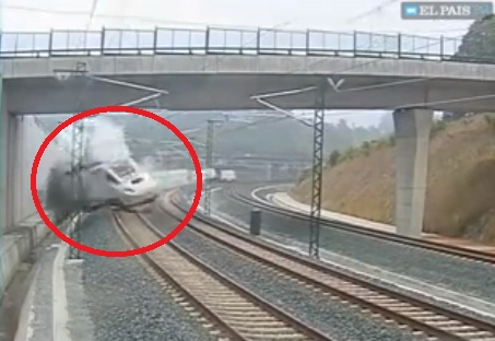 Impresionante video del descarrilamiento de un tren en España