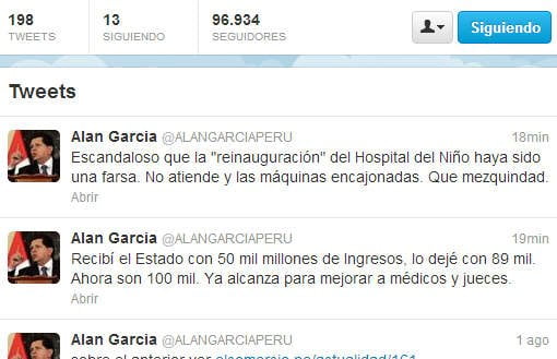 Alan García: "Reinauguración del Hospital del Niño fue una farsa"