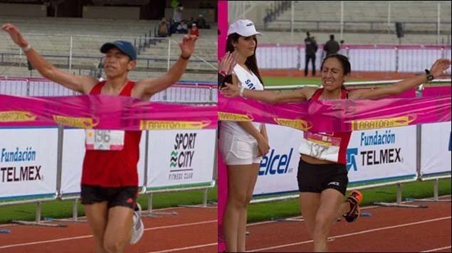 Raúl Pacheco y Gladys Tejeda (ambos en la foto) se impusieron en la Maratón de México.
