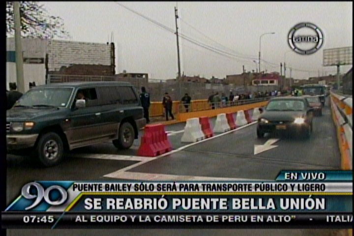 (Imagen Frecuencia Latina) Reabren puente Bella Unión sólo para vehículos ligeros y de transporte