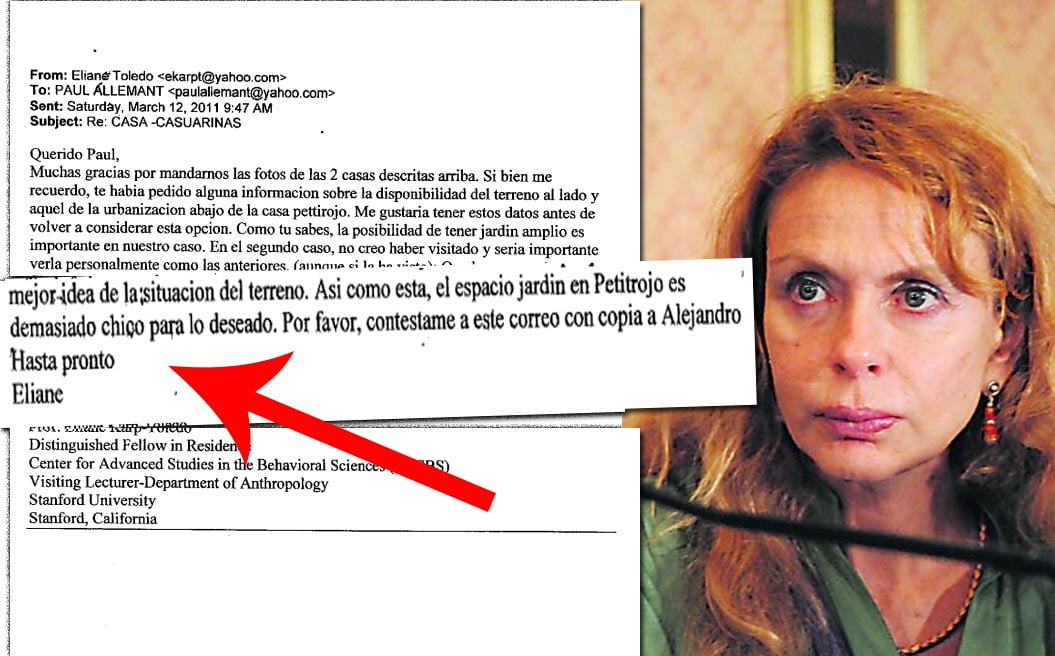 Correos de Eliane Karp implican a Alejandro Toledo en compra de mansión