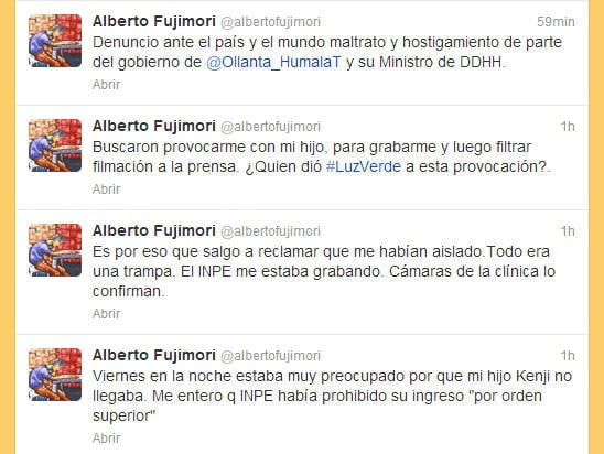 Alberto Fujimori: “Ollanta Humala y su ministro Figallo me provocaron”