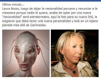 Comparan a Laura Bozzo con un extraterrestre en Facebook