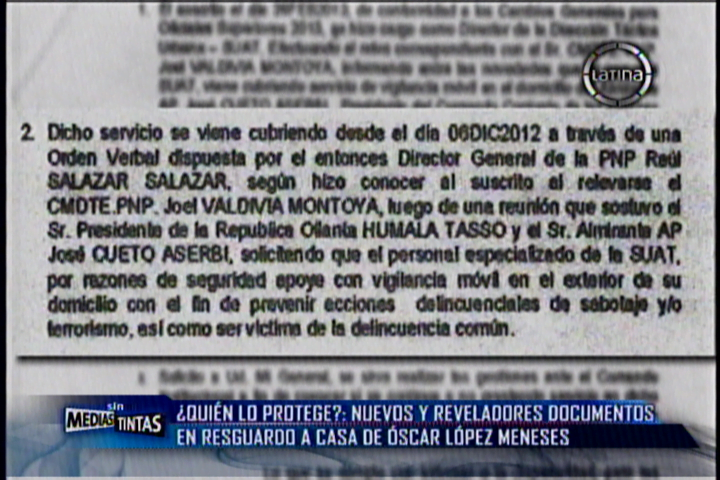 Ollanta Humala sabía de custodia a casa de López Meneses según documento