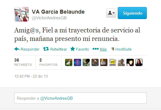 Víctor Andrés García Belaunde renuncia a comisión López Meneses