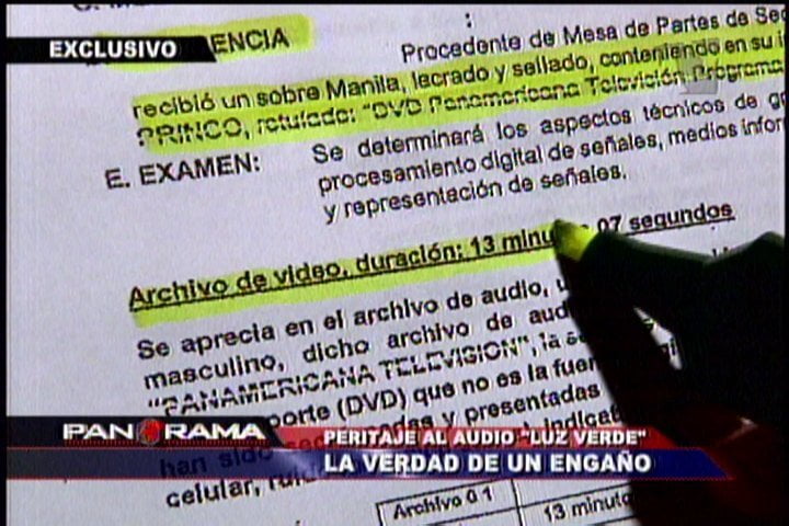 El colmo: Hicieron peritaje a reportaje de TV y no al audio de la 'luz verde'