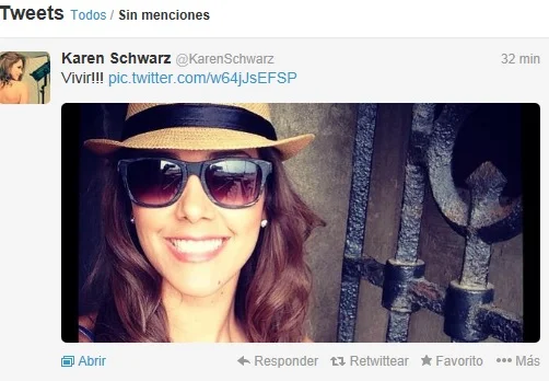 Karen Schwarz tuitea "vivir" tras declaración de Ezio Oliva sobre video íntimo