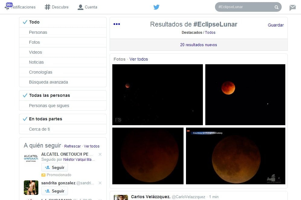Twitter: #LunaRoja y #EclipseLunar fueron tendencia en Perú y el mundo