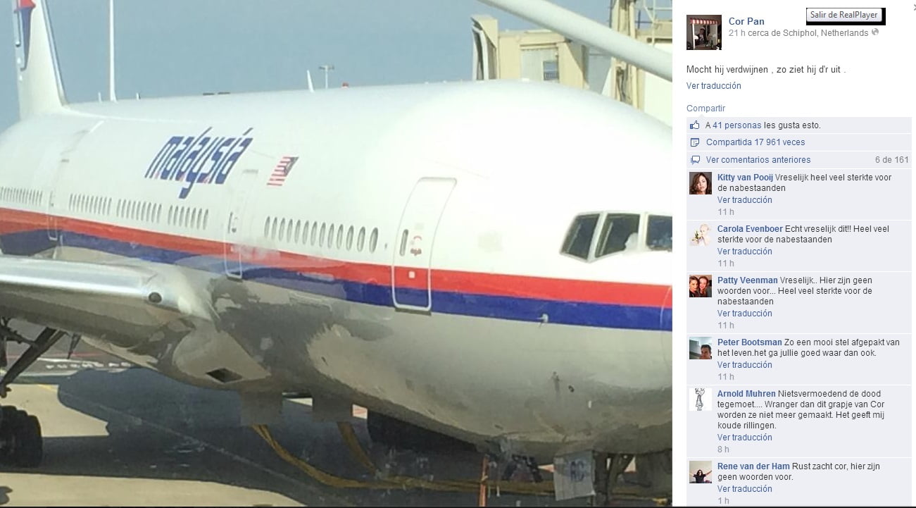 La foto premonitoria de un pasajero del derribado avión de Malaysia Airlines