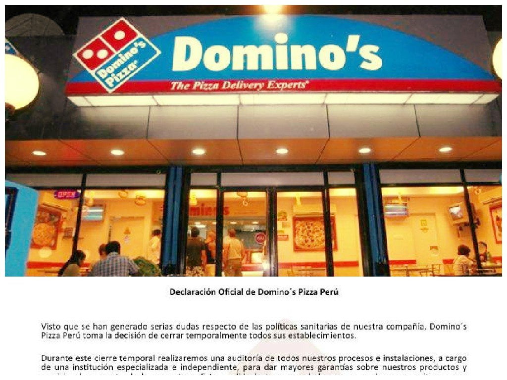 Domino’s Pizza cierra sus locales en Perú tras hallazgo de cucarachas