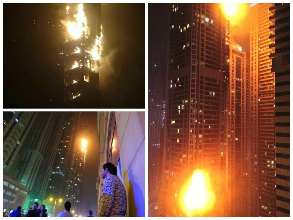 Voraz incendio en lujoso edificio de Dubai