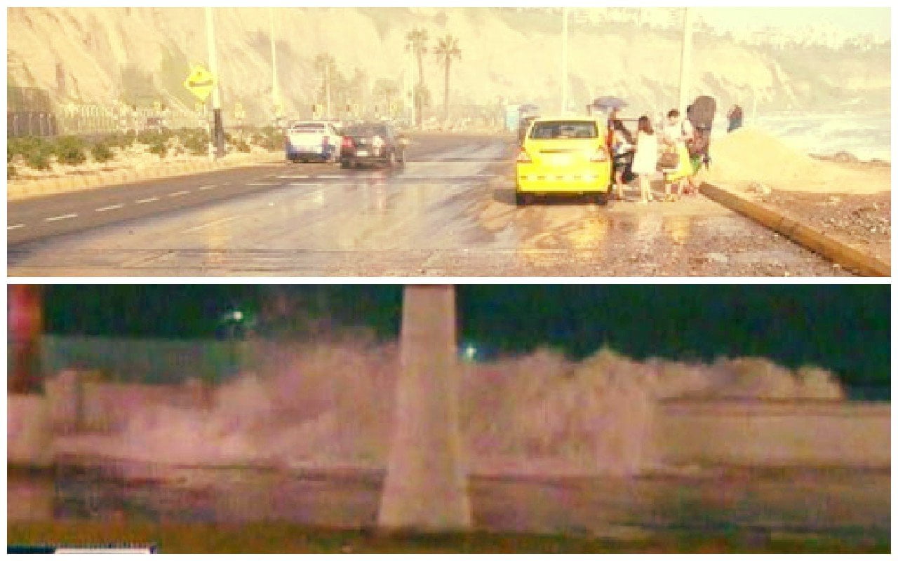 Oleaje anómalo inundó plaza Grau del Callao y la Costa Verde