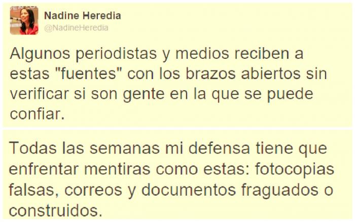 Nadine Heredia responde en Twitter