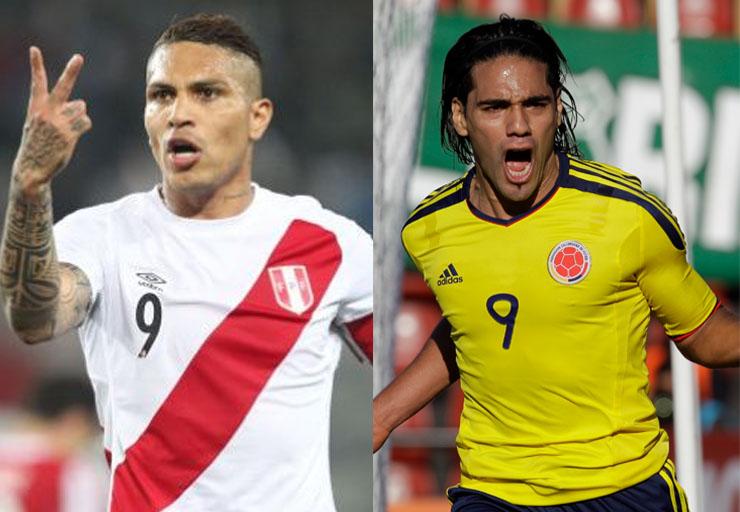 Paolo Guerrero y Radamel Falcao García son los referentes del ataque en Perú y Colombia; respectivamente.