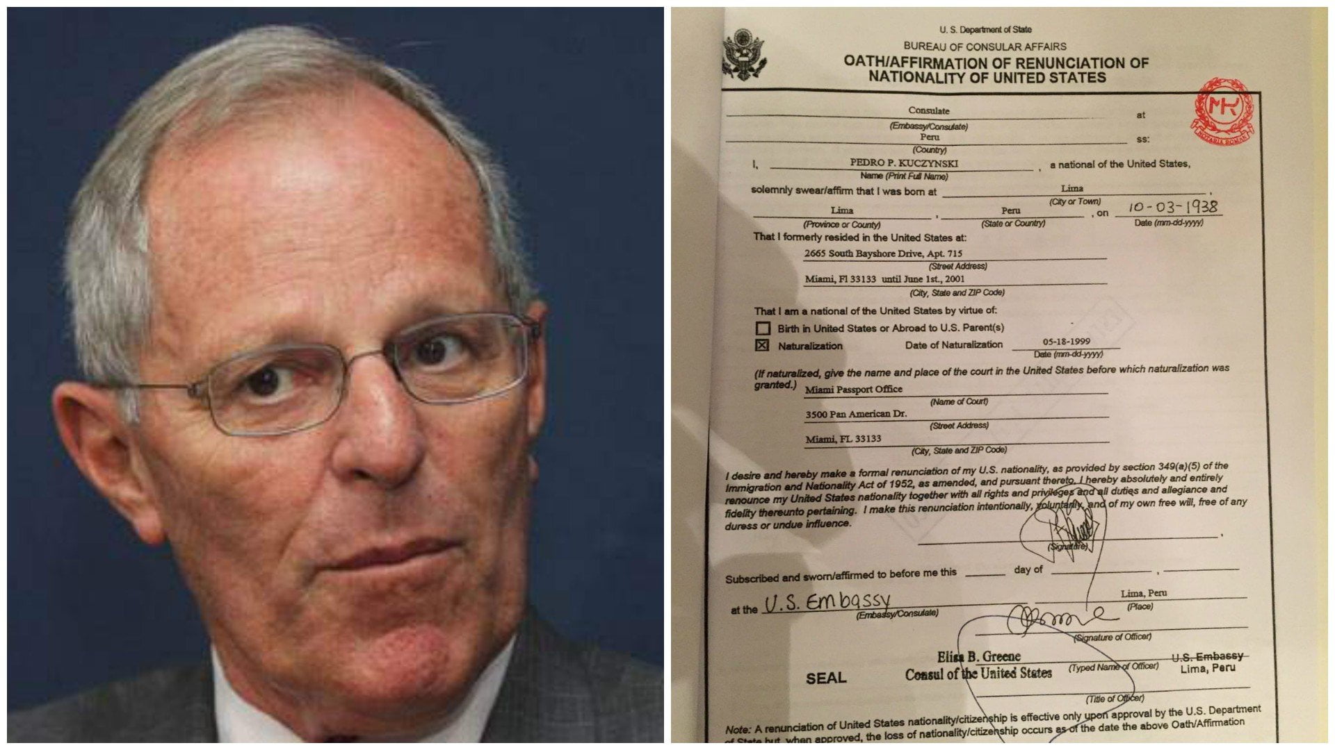 Pedro Pablo Kuczynski (PPK) renunció a ciudadanía estadounidense