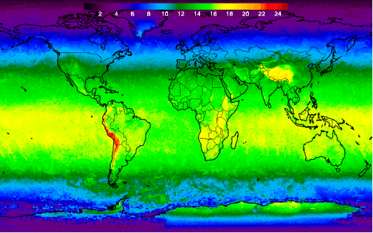 El temible mapa de la radiación UV