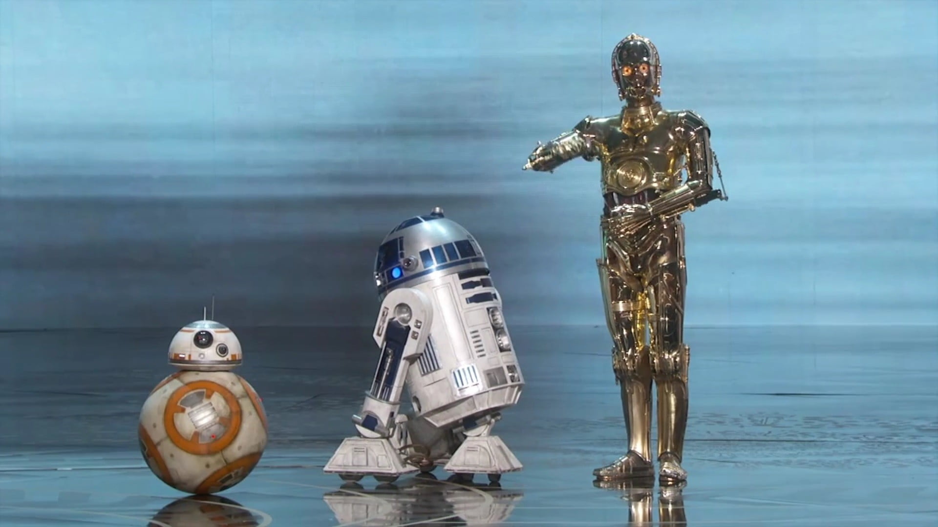 Star Wars: C3PO, R2D2 y BB8 en gala de los Óscar