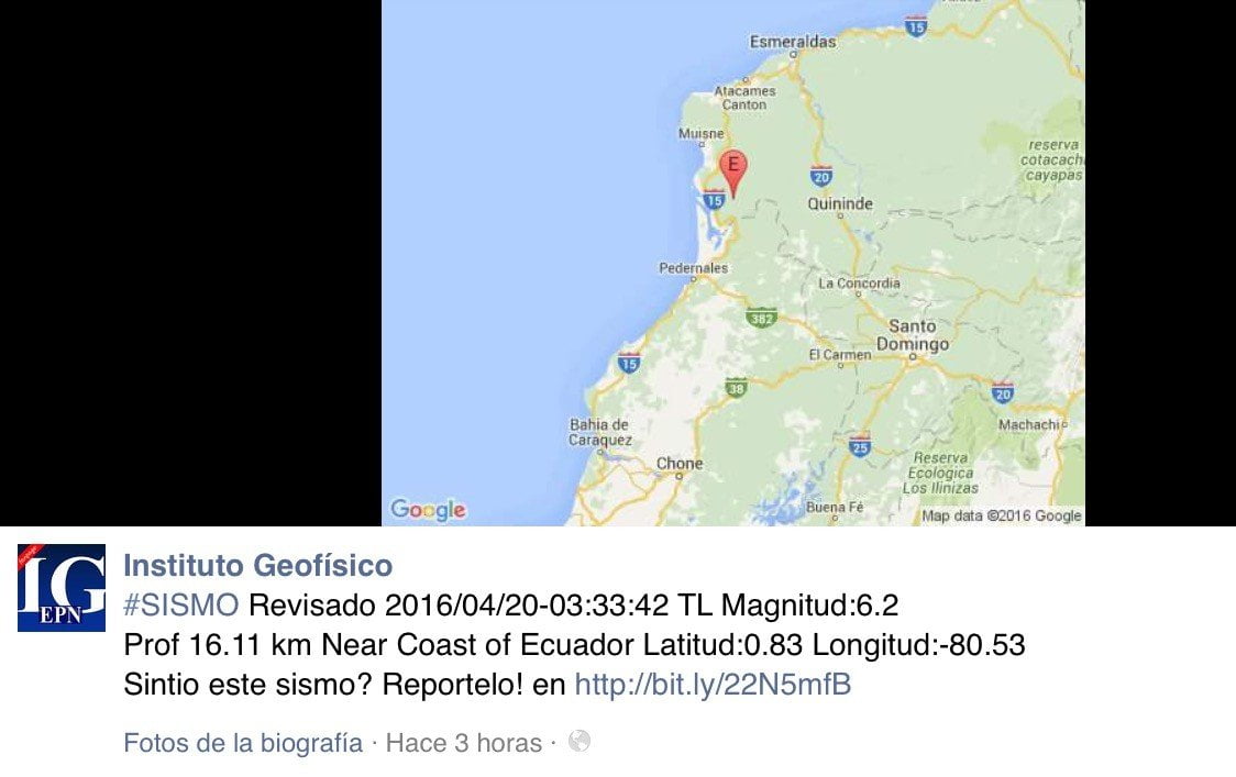 Nuevo sismo en Ecuador