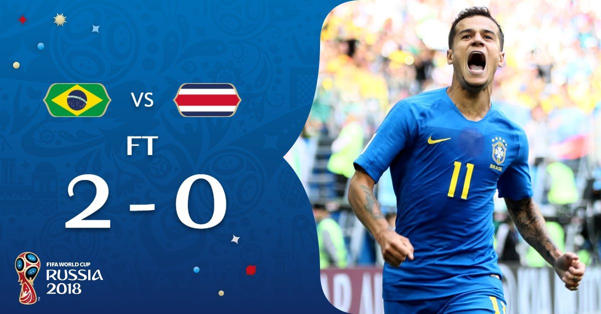 Brasil derrotó a Costa Rica por 2-0 con golazo de Neymar