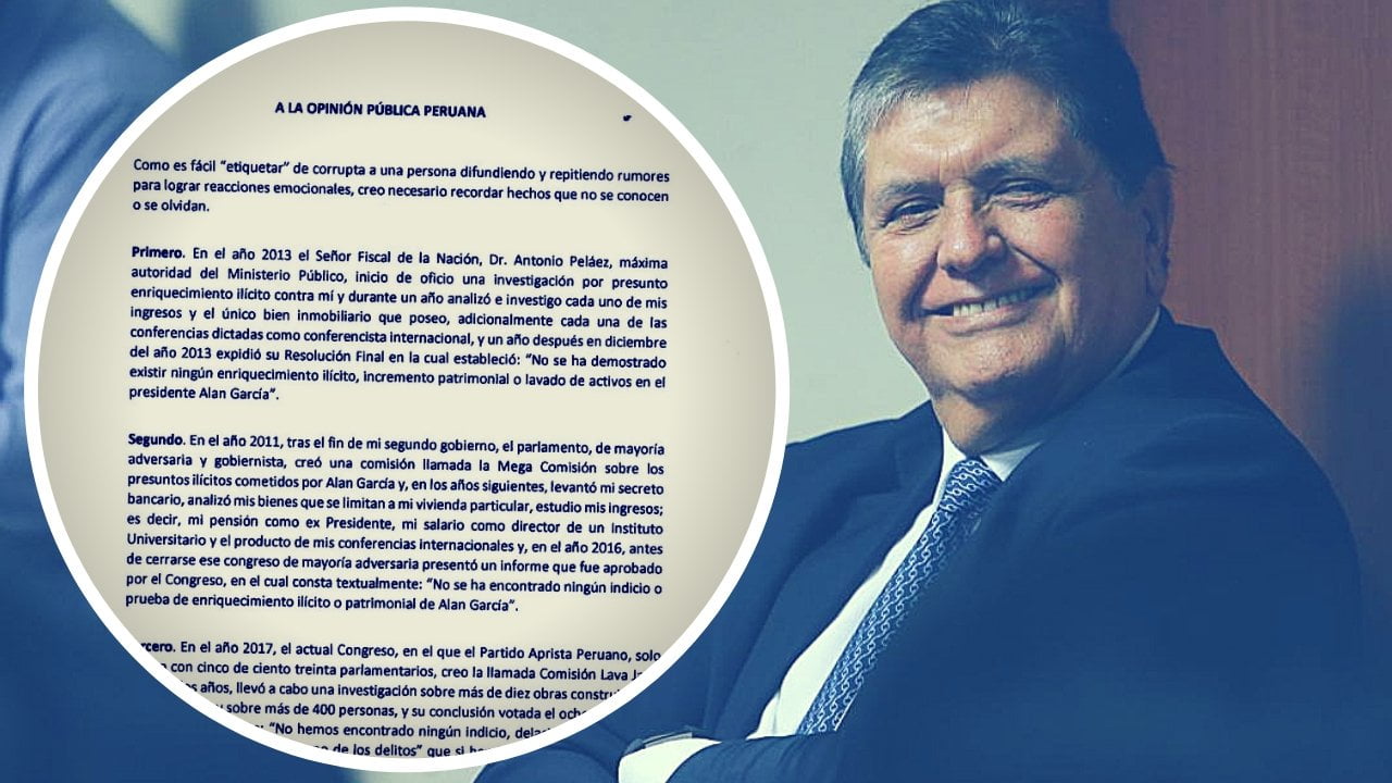 Alan García envía carta e insiste en "persecución política" para asilo