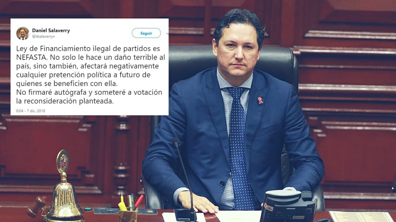 Daniel Salaverry tildó de "nefasta" ley de financiamiento ilegal de partidos