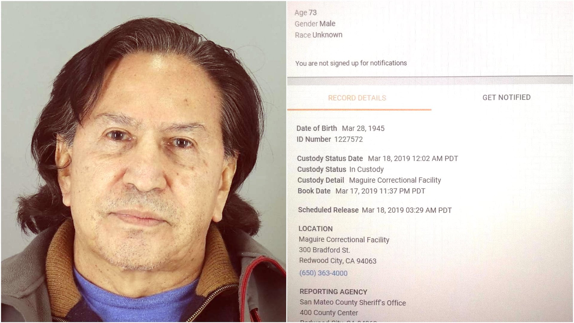 Documentos confirman que Alejandro Toledo fue detenido ebrio en EE.UU.