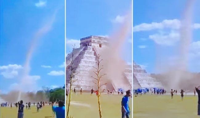 Chichen Itzá: Turistas fueron sorprendidos por pequeño tornado