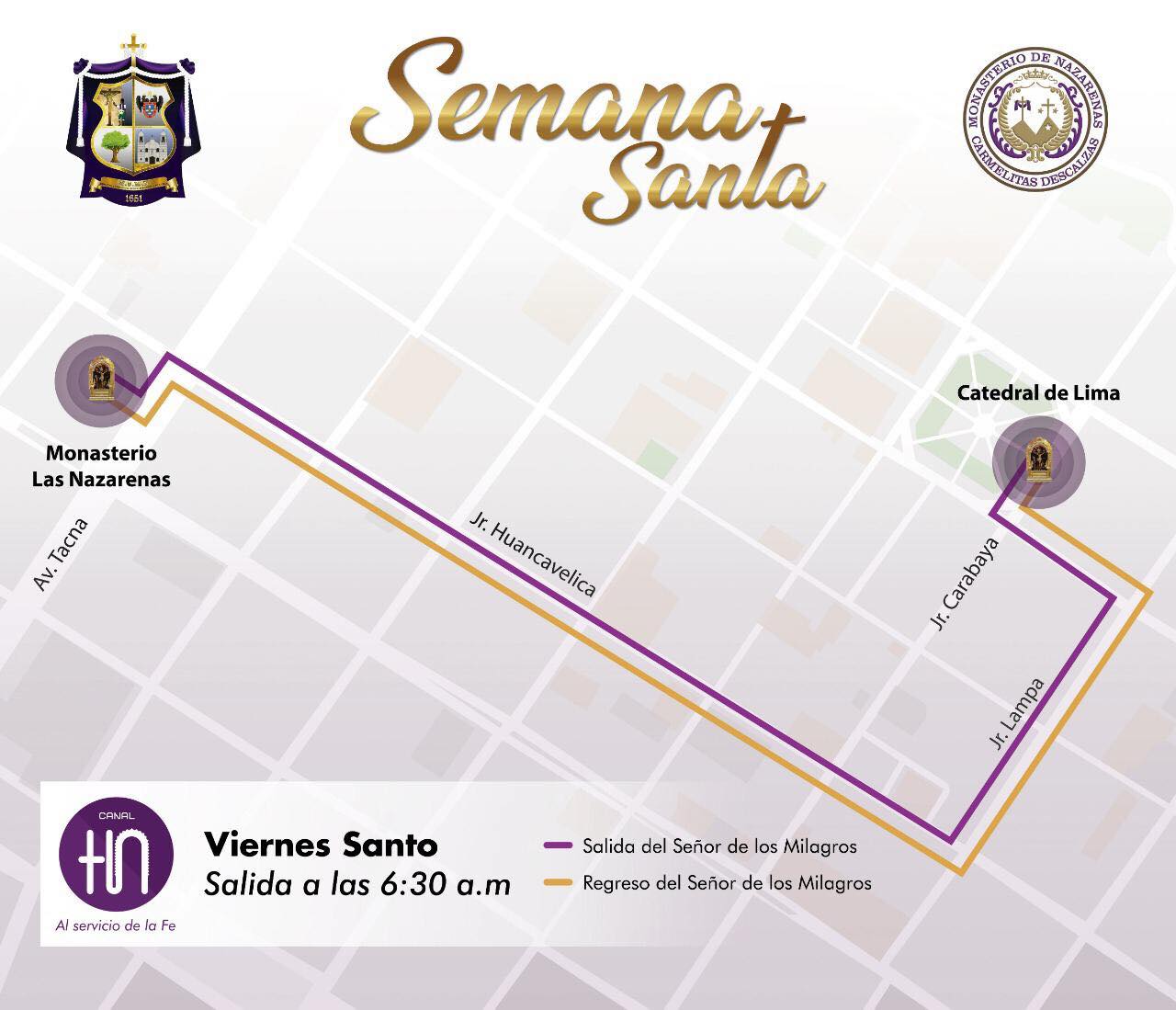 Recorrido del Señor de los Milagros por Semana Santa en Lima