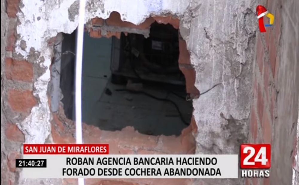 Delincuentes hacen forado y roban banco en San Juan de Miraflores