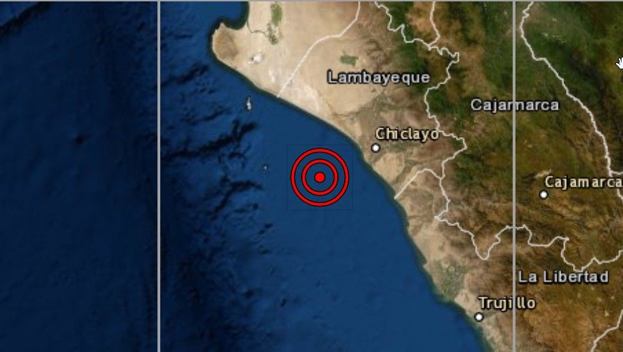 Sismo de magnitud 4.3 se registró hoy en Pimentel Chiclayo según IGP