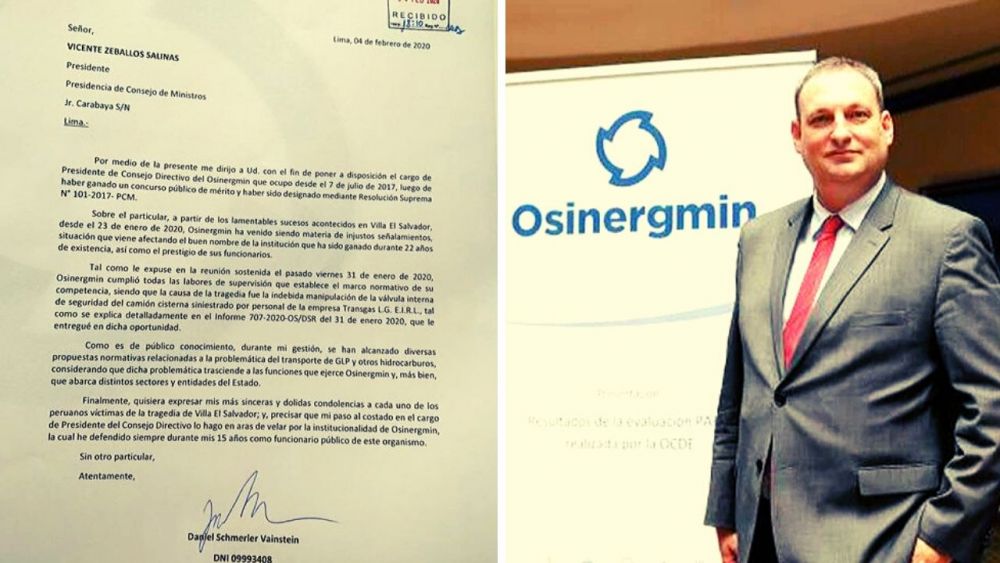 Renunció presidente de Osinergmin, Daniel Schmerler, tras caso VES