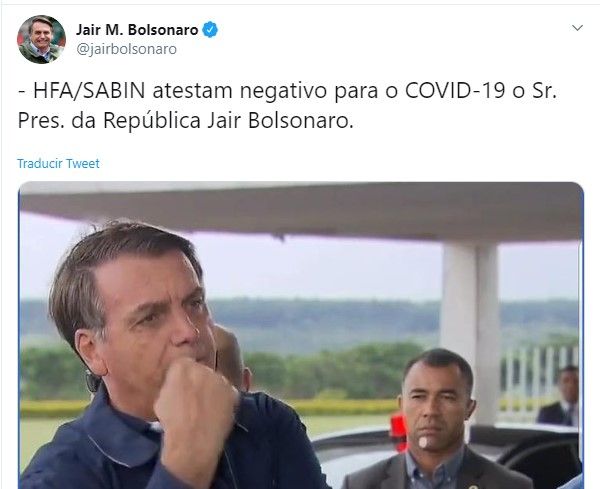 ¡No tiene coronavirus! Jair Bolsonaro, presidente del Brasil, dio negativo a segunda prueba