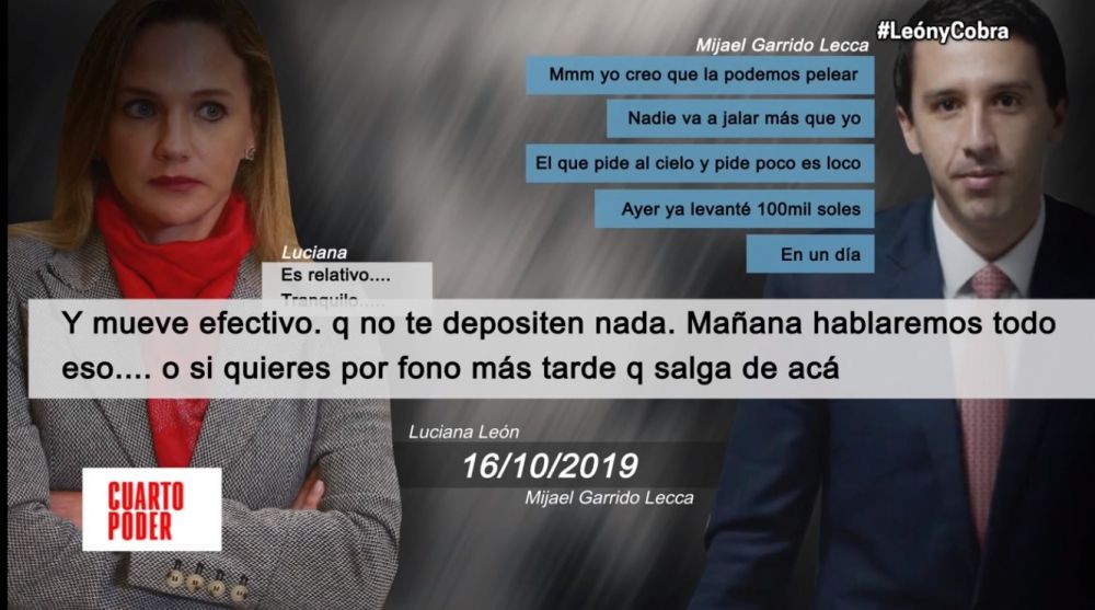 Luciana León sugería a Mijael Garrido Lecca no detallar gastos de campaña