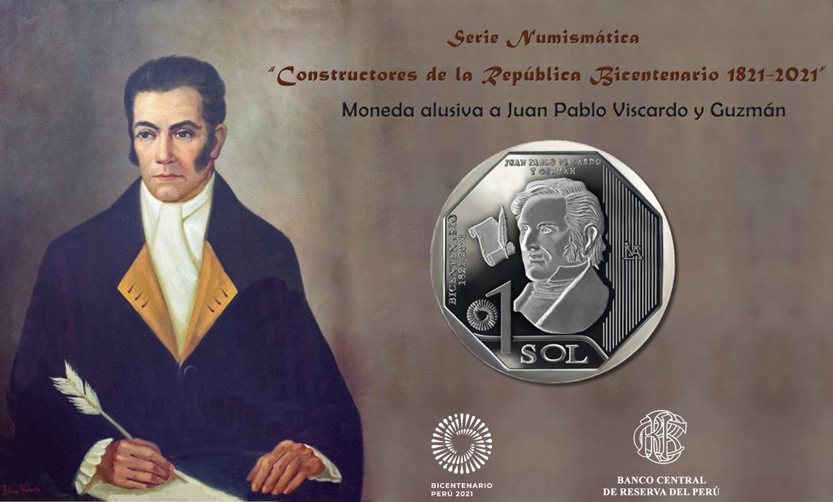 Juan Pablo Viscardo y Guzmán en moneda de S/ 1 de serie numismática del Bicentenario